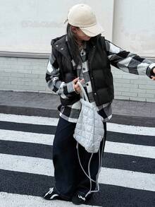 DAZY Tween Girls Winter Hooded Solid Color Casual Padded Vest - Black - View 7