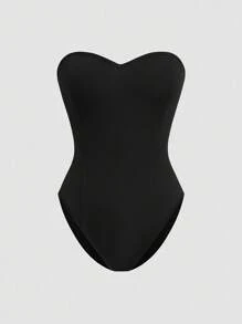 INAWLY 女士休闲简约纯色抹胸紧身衣