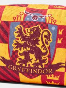 HARRY POTTER X SHEIN 1 件拼色狮子图案绗缝化妆包，带拉链的便携式化妆收纳包，多功能储物袋，轻便旅行包，男女通用 - 彩色 - 查看 3