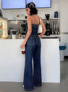 EURMUSE Casual Denim Top And Jeans Set Women Clothing Women Two Pieces Outfits Jean - Dark Wash - View 4