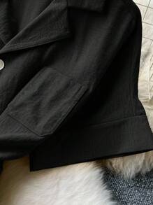 时尚高腰休闲西装领连体裤 - 黑色 - 查看 4