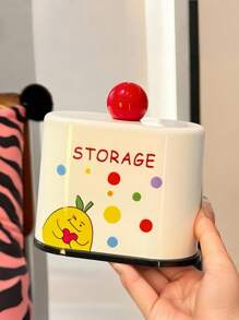 ROMWE Goth 1 buah Dispenser Tusuk Gigi Boho Chic Warna-warni dengan Stiker Bermotif, Penyimpanan Meja Unik - Putih - View 2