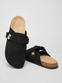 SHUZIA 男士极简主义金色储物柜软木鞋床黑色土豆木屐——优质结构，足弓支撑，游艇到街头风格 - 黑色 - 查看 7