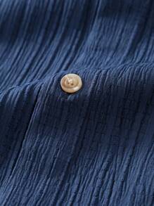 Manfinity RSRT 男士纯色短袖衬衫和短裤套装，海军蓝夏季衬衫和短裤，舒适服装 - 彩色 - 查看 5