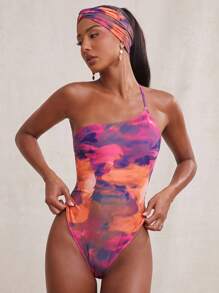 NYA SZN 连体泳衣不对称修身度假套装扭结头带海滩春夏泳装套装女