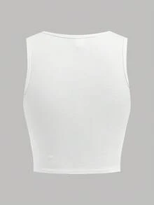 SHEIN Girlism Zestaw dla nastolatki 3 szt.: granatowa bluza, biały top na ramiączkach, długie spodnie casualowe, jesień - Granatowy - Zobacz 5