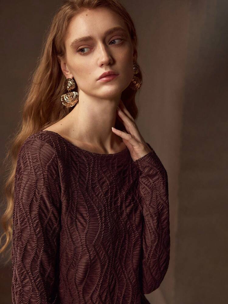 BIAS CUT TEXTURED PATTERN DRESS