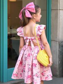 Emery Rose Kids Emery Rose Kids 年轻女孩编织碎花方领荷叶边腰后蝴蝶结装饰休闲甜美派对礼服，适合派对、返校、女性时尚、法式优雅、公主风格、婚礼季、生日聚会、碎花、玫瑰、情人节少女、花童礼服、夏季海滩度假、妈妈和女儿与姐妹搭配风格、搭配家庭度假、假日、乡村风格。 - 粉色 - 查看 3