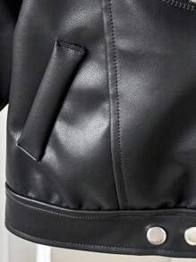 SHEIN Baby Boys Casual Versatile Thermal Lined Jacket, Autumn/Winter Fall - Black - View 5