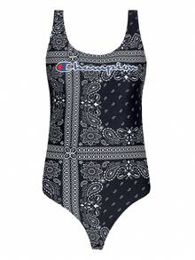 Champion Women's Athletic Onepieces Lightweight Comfortable Compression Summer Vacation Pool 115061-KL001 - Black and White - View 4