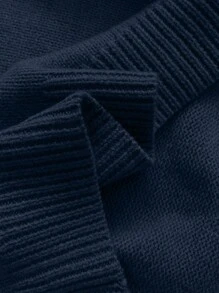 SHEIN PETITE French Style Women Romantic Lace Trim Crew Neck Long Sleeve Sweater Fall Winter Cloth For Women - Blue - View 4