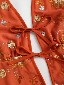 Sweetra Women's Summer Beaded Embroidered Halter Strap Design Sexy Seductive Two Pieces Set