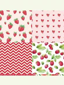 SHEIN 24 Sheets 6"X6" Cherries Scrapbook Paper Scrapbooking Patterned Paper Pack DIY Craft Background Paper 1Pack Back To School