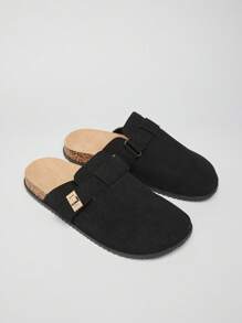 SHUZIA 男士极简主义金色储物柜软木鞋床黑色土豆木屐——优质结构，足弓支撑，游艇到街头风格 - 黑色 - 查看 4