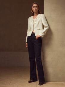 MOTF PREMIUM 人造珍珠饰边贴花大衣