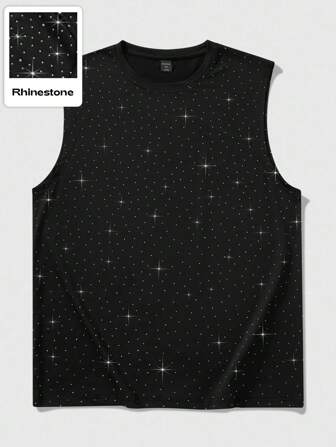 Street Life Débardeur pour homme orné de strass, convenant pour le port quotidien au printemps et en été