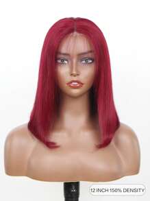 99J Burgundy 150 Mật độ Tóc giả Bob ngắn thẳng không keo Tóc giả cắt sẵn bằng tóc thật 6x4 Tóc giả ren 100% tóc thật Sẵn sàng để đội - SBUG/99J - Xem 4