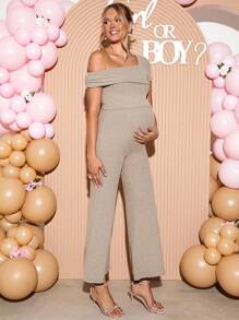 Loomaby Bộ 2 món áo và quần dài cổ tròn màu trơn thanh lịch cho bà bầu - Màu Khaki - Xem 6