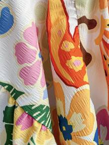 Dreamara Plus Size Women Floral Print Tie Strap Casual Dress, Vacation Or Back To School Outfit, Fall Clothing - Multicolor - View 9