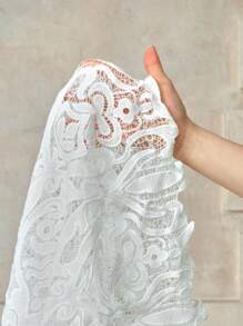 Arave Chaleco casual de estilo vacacional de primavera/verano con encaje calado, volantes y sin mangas en estilo francés chic para ir al trabajo