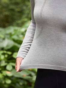 In My Nature Camiseta de manga larga con cuello redondo y corte ajustado para deportes al aire libre de mujer - Gris - Ver 2