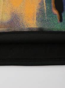 ROMWE MEN Grunge Punk Men's Retro Street Silhouette & Thermal Imaging Figure Print Short Sleeve T-Shirt, Summer, 2000s Style, Fall/Winter