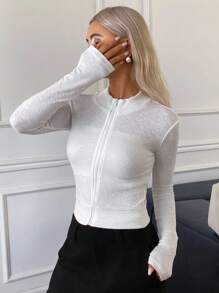 DAZY Women's Stand Collar Long Sleeve Casual T-Shirt, Sexy Street Style,Fall Women Clothes