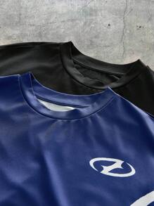 AXEPEAK Set de 2 camisetas de manga corta de cuello redondo de ajuste holgado con contraste de color para hombre - Multicolor - Ver 4