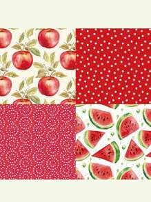 SHEIN 24 Sheets 6"X6" Cherries Scrapbook Paper Scrapbooking Patterned Paper Pack DIY Craft Background Paper 1Pack Back To School