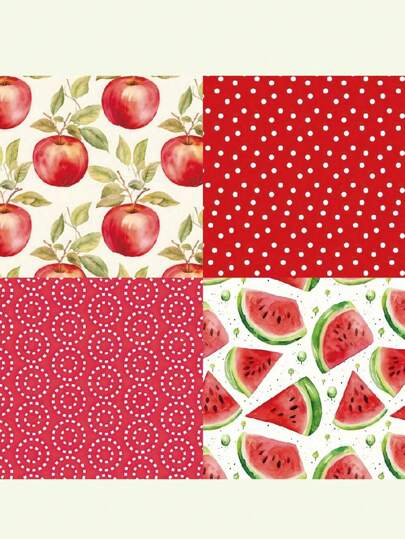 SHEIN 24 feuilles 6"X6" Papier pour scrapbooking motif cerises Lot de papiers à motifs pour le scrapbooking Papier d'artisanat de fond DIY 1 paquet Rentrée scolaire