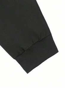 Manfinity Homme Pantalones de chándal negros para hombres, pantalones rectos informales con cordón en la cintura