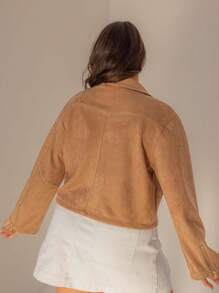 Aralina Plus Winter Suedette 短款拉链夹克 Country Concert - 卡其色 - 查看 3