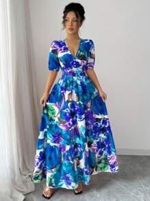 Rafferiza Robe longue élégante imprimée pour femme