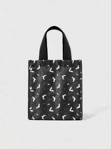 ROMWE Bat Print Insulated Lunch Bag, Gothic Style Fashion - Black - View 2