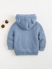 Cozy Pixies 新生男婴休闲百搭3D耳朵连帽开衫 - 藍色 - 查看 2