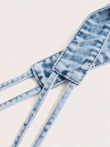 SHEIN ICON Summer Sexy Backless Halter Crop Top - Light Wash - View 3