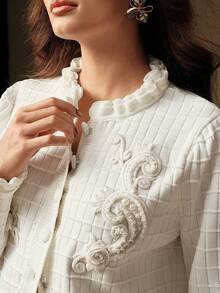 Anewsta High-End Ruffled Hem Knit Cardigan For Ladies