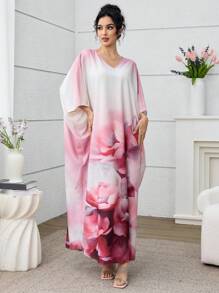 Al Najma 女式 V 领土耳其和阿拉伯传统图案长款开衫，春夏 - 彩色 - 查看 3