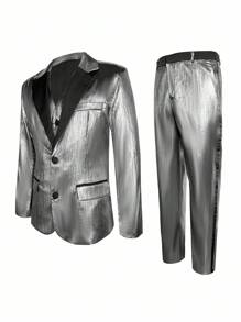 Calvornis Men's Business Commuter Jacket & Pants Suit - Black - View 7