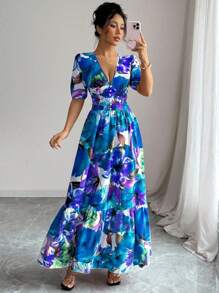 Rafferiza Robe longue élégante imprimée pour femme