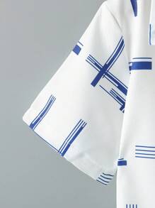 SHEIN Bộ đồ trẻ em trai thường ngày, áo sơ mi ngắn tay cổ in hình địa lý và quần dài Bộ đồ trẻ em trai thường ngày Bộ quần áo bé trai Bộ đồ hai mảnh cho bé trai - Nhiều màu - Xem 5