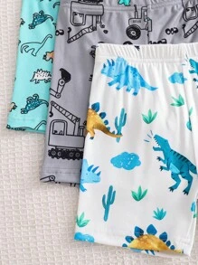 6 件套男童舒适睡衣，卡通太空和海洋动物印花长袖 T 恤和短裤