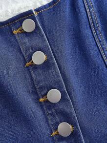 SHEIN MOD Jaket dan Mantel Denim Wanita, Fesyen untuk Musim Panas - Biru - View 4