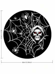 ROMWE 1pc Gothic Style Dark Spider WebRound Floor Mat, Round Halloween Floor Mat ,Theme Party ,Decoration Carpet - Multicolor - View 5