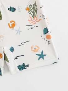 SHEIN GraphicGems 婴幼儿连体长袖泳衣，沙滩防晒泳衣 - 彩色 - 查看 4