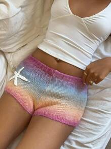 Aloruh Women's Handmade Rainbow Crochet Shorts For Summer Vacation & Beach - Multicolor - View 2