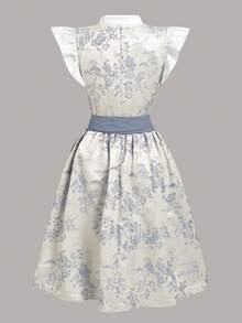 Fairmaia Traditional German Elegant Vintage Jacquard Patchwork Women Dress German Traditional Women Floral Square Neck Sleeveless Dirndl Dress, For Oktober Dirndl, Halloween