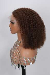 Density Pro 4# 非洲卷发 13x4 蕾丝前假发 真人发质假发 弹性卷发假发 200% 密度蕾丝前假发 女士适用 - S4 - 查看 3