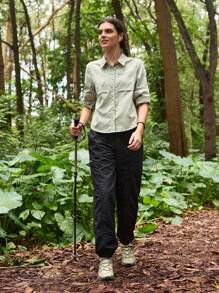 SHEIN In My Nature 女士休闲百搭纯色长袖户外衬衫