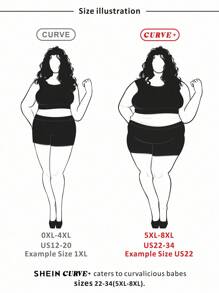 SHEIN CURVE+ Tuta ampia monocolore da donna con patch in pizzo minimal